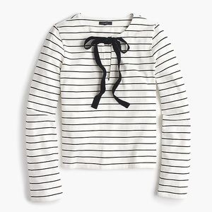 Like new J Crew Velvet tie-front top in stripe